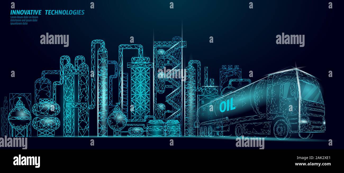 Petroleum oil refinery complex low poly business concept. Finance