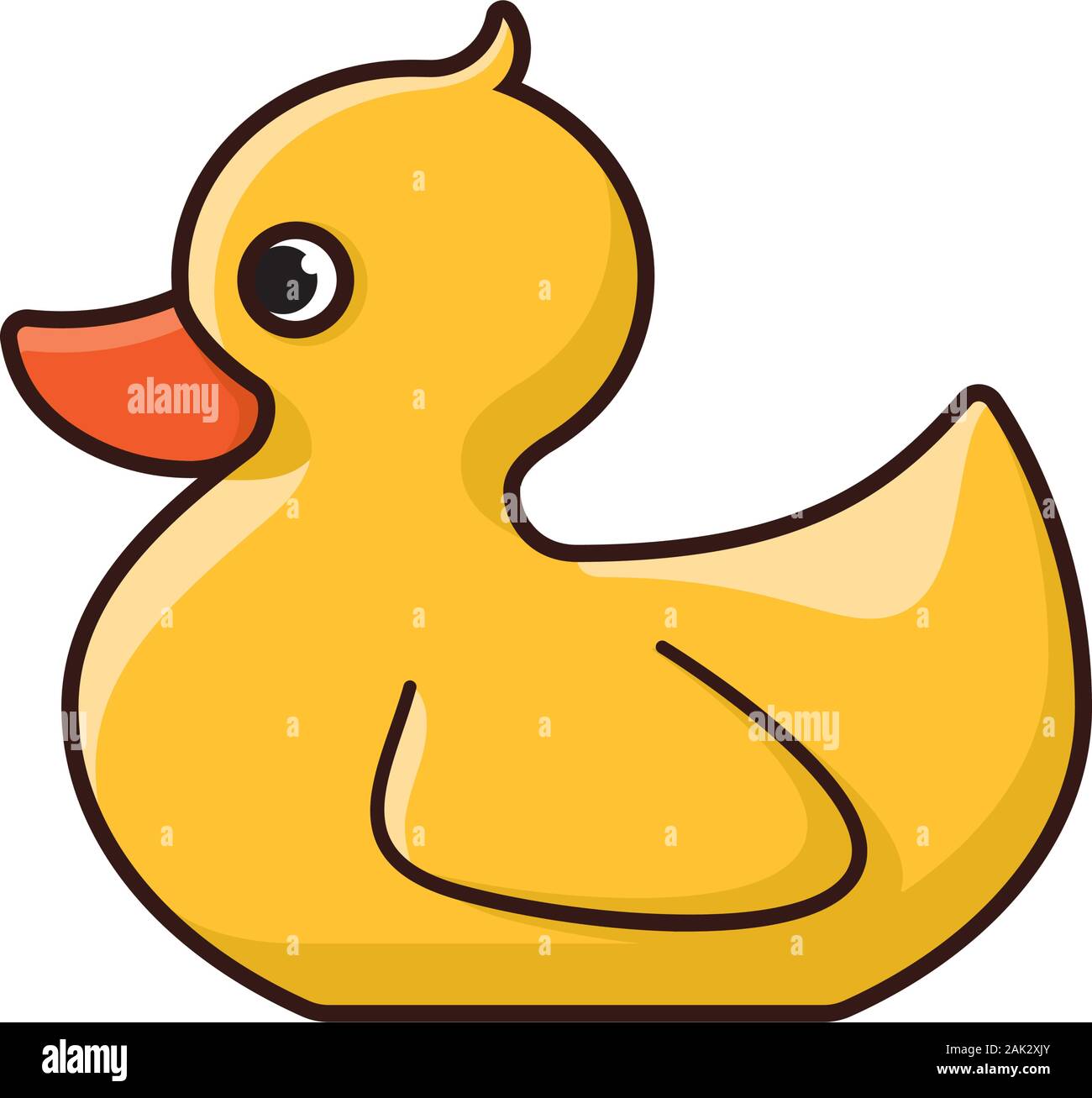 Yellow bath toy duck illustration for Rubber Duckie Day on January 13. Baby toy isolated color vector symbol Stock Vector