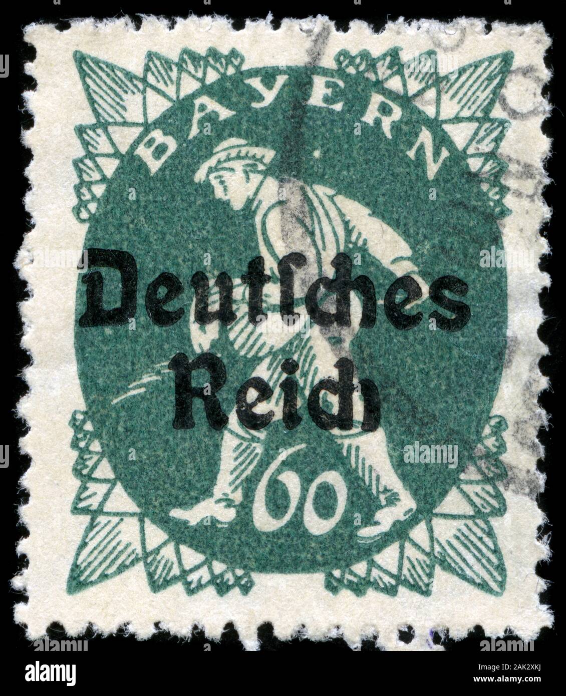 Stamps of Bavaria optd Deutsches Reich Stock Photo