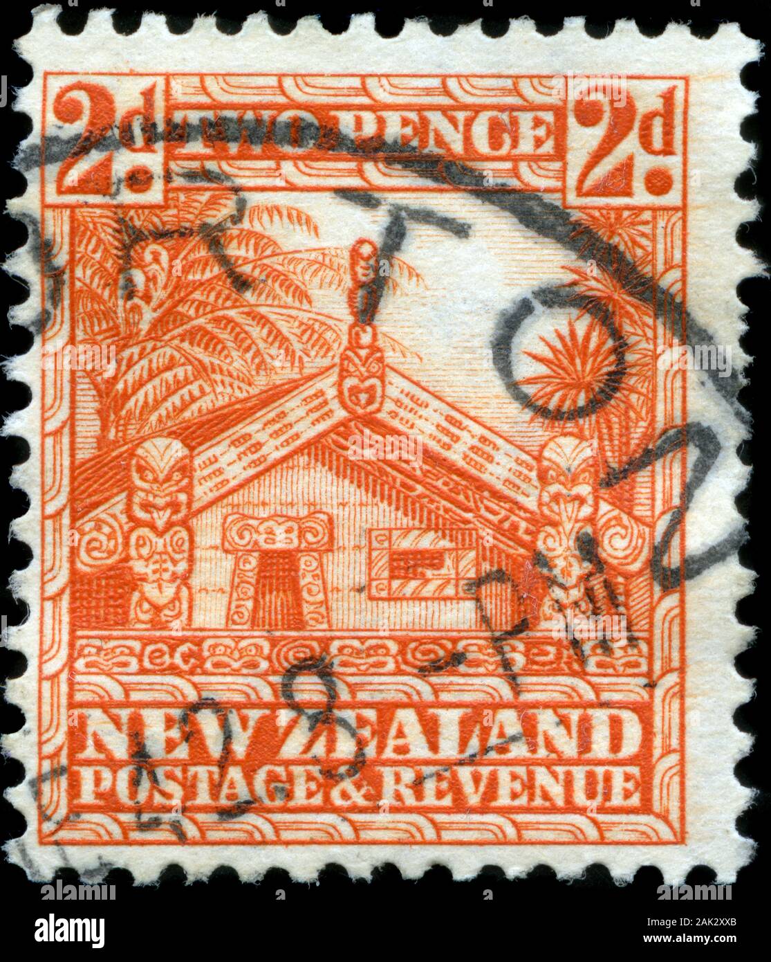 Carved Maori House Stock Photo