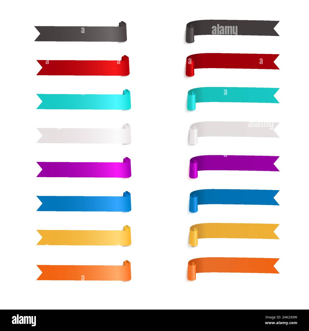Colorful Ribbon Banner Flags Set Retro Elements Collection Stock