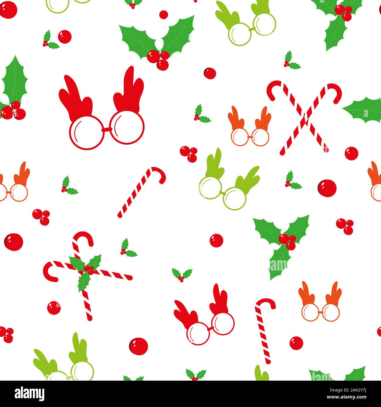 Christmas seamless flat pattern with holiday decorations gift boxes and ...