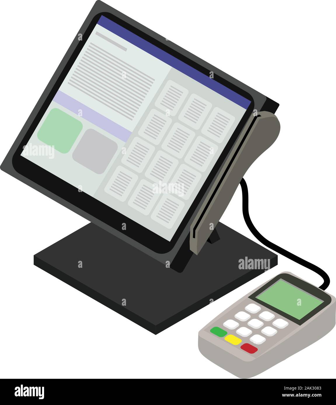 Market payment monitor icon. Isometric of market payment monitor vector ...