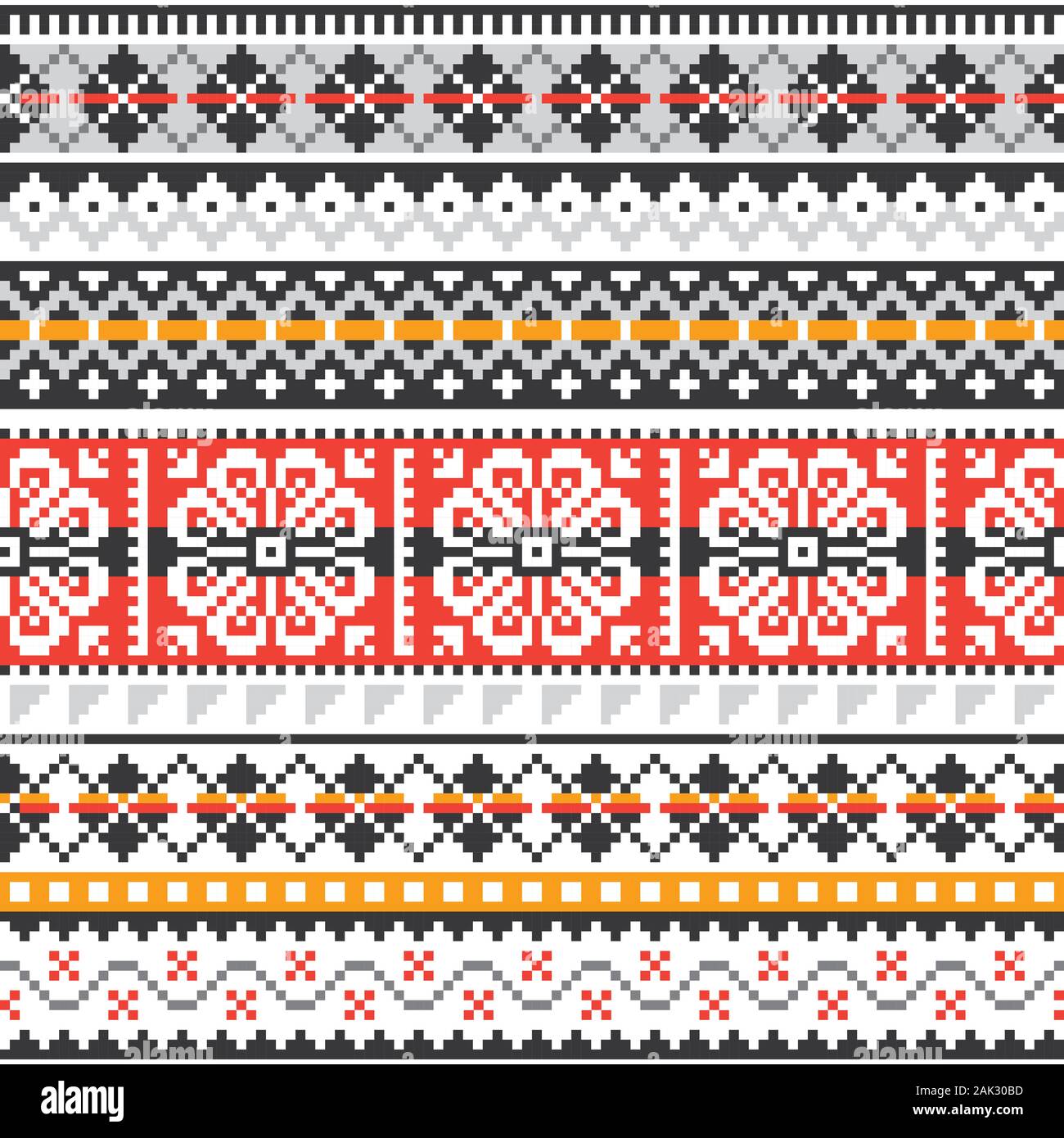 Fair Isle knit traditional vector seamless pattern, Scottush repetitive design, Shetland islands knitting style Stock Vector