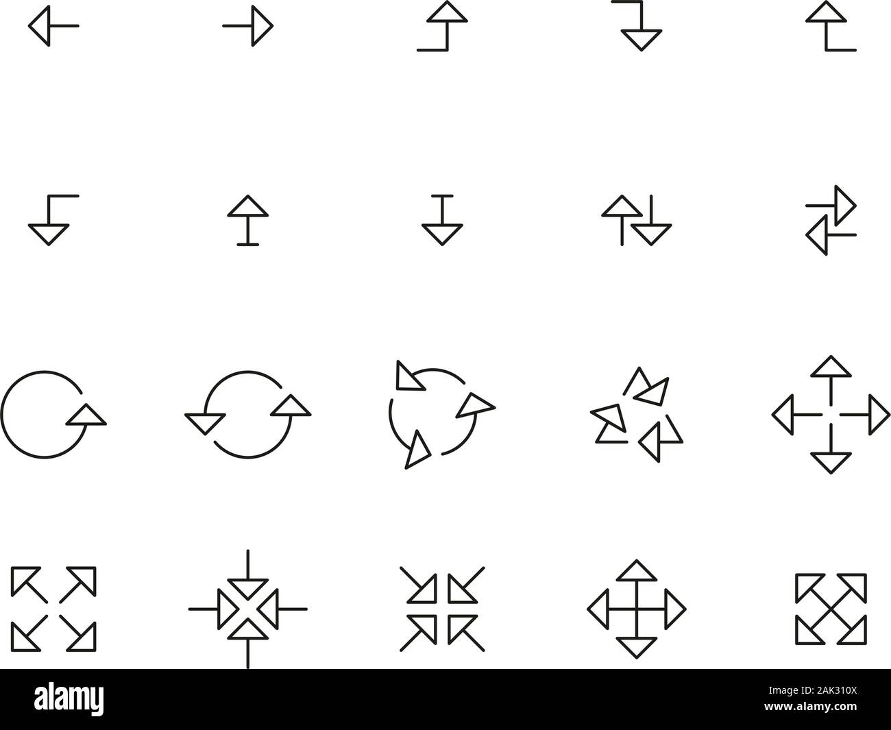 Arrows Or Navigation Icons Thin Line Set Big Stock Vector