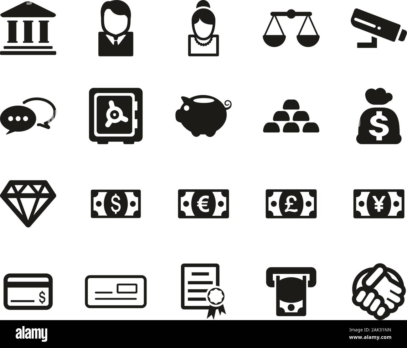 Bank Icons Black & White Set Big Stock Vector Image & Art - Alamy
