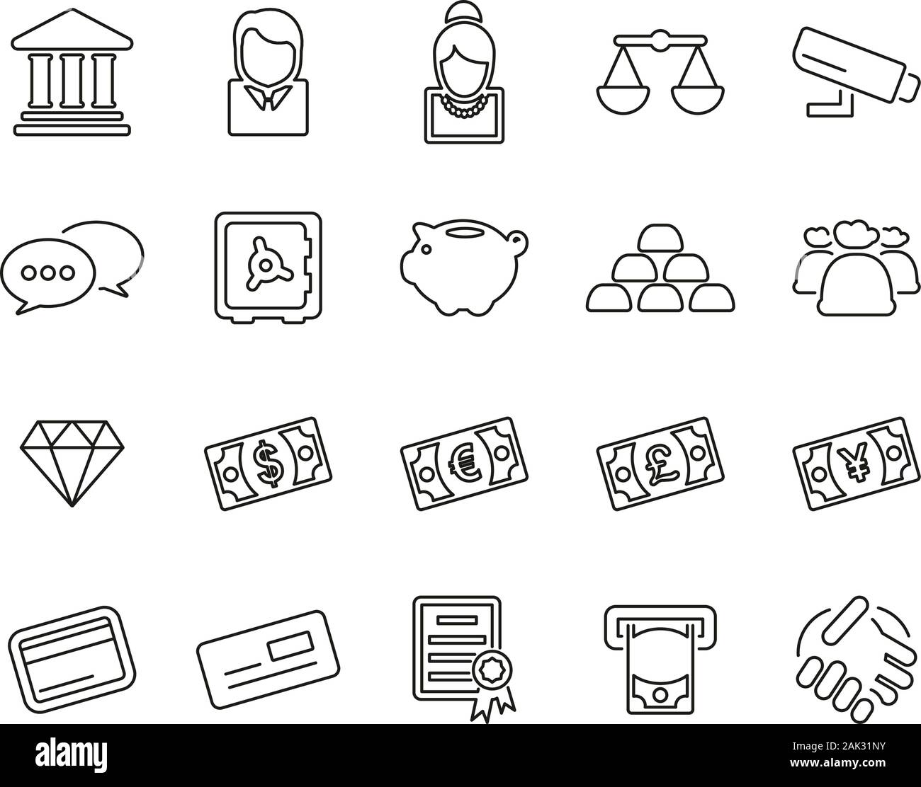 Bank Icons Thin Line Set Big Stock Vector Image & Art - Alamy