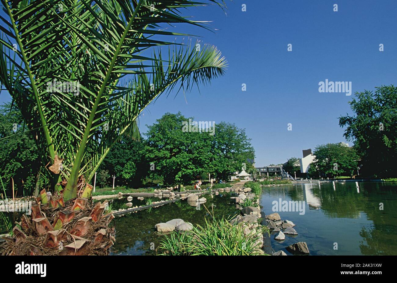 Impessive arranged nature in the Grugapark in Essen, North Rhine ...