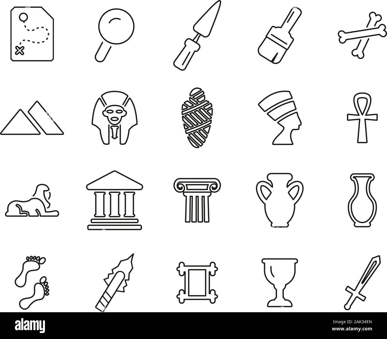 Archaeology Icons Thin Line Set Big Stock Vector Image & Art - Alamy