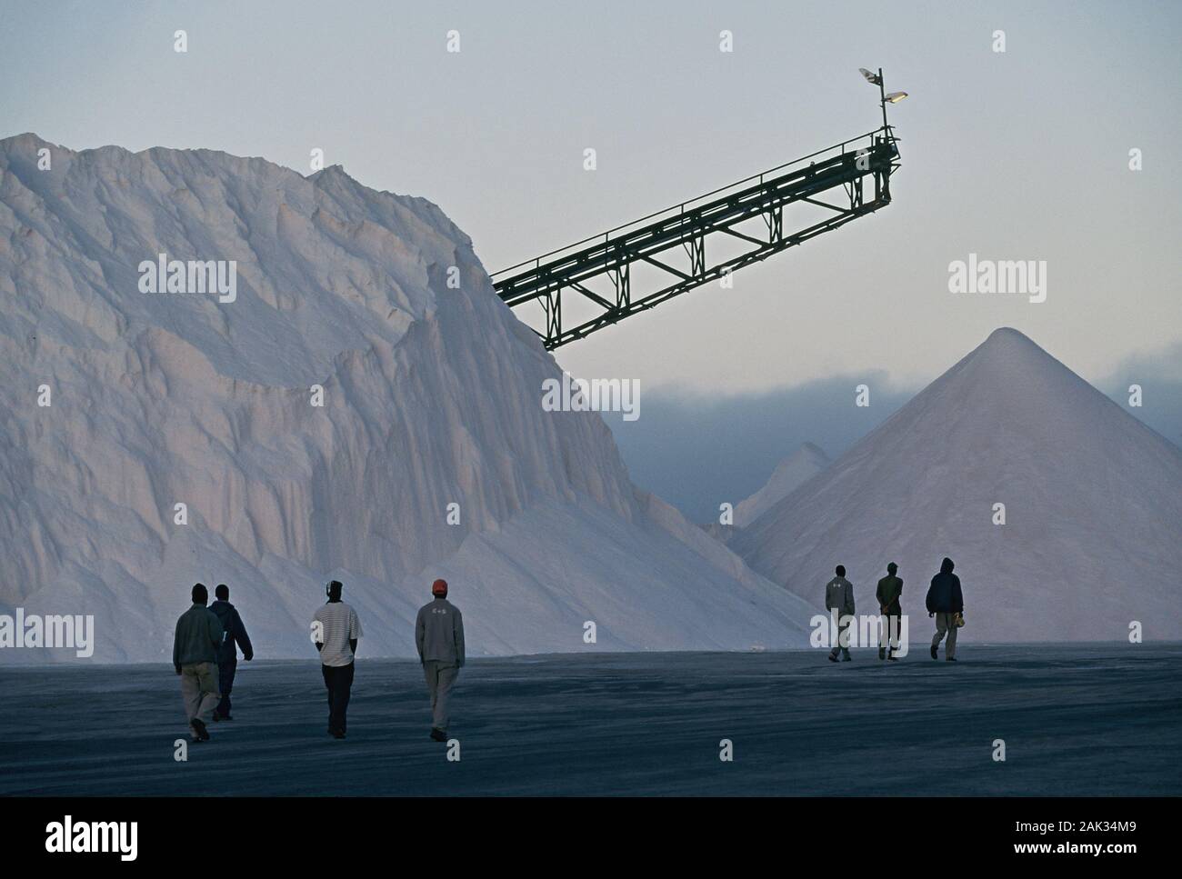 Salt winning in the north of Walvis Bay, Namibia. (Undated picture ...
