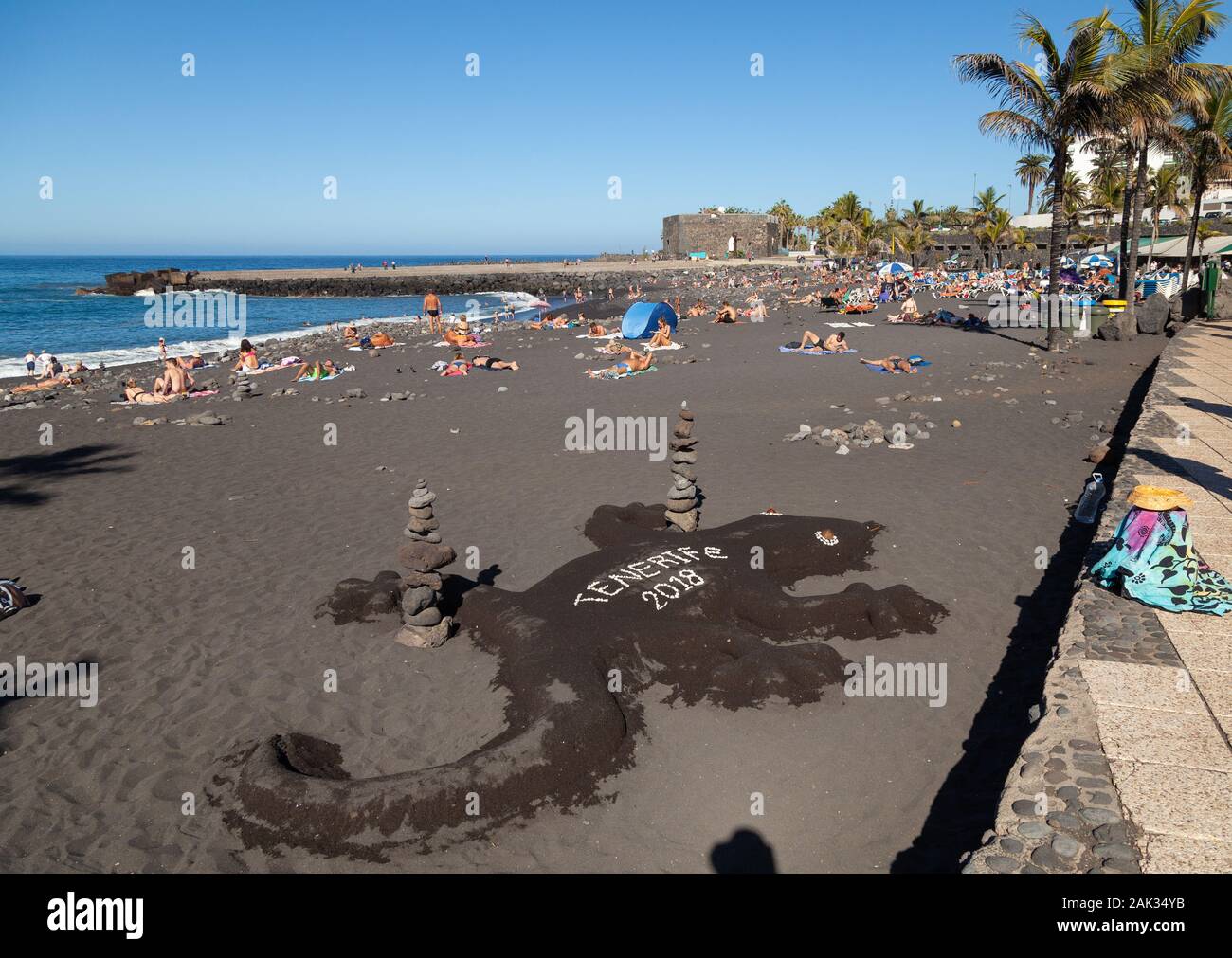 The volcanic beach of Puerto de la Cruz Tenerife Stock Photo - Alamy