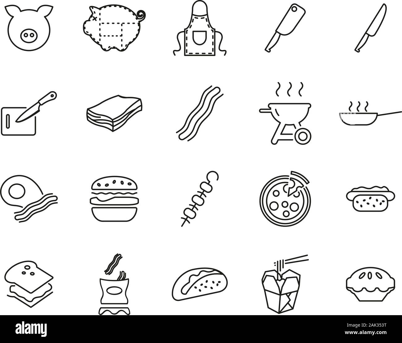 Bacon Icons Thin Line Set Big Stock Vector Image & Art - Alamy