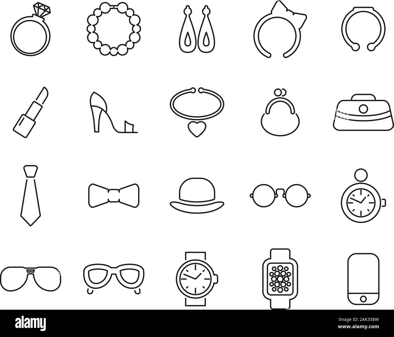 Accessories Icons Thin Line Set Big Stock Vector Image & Art - Alamy