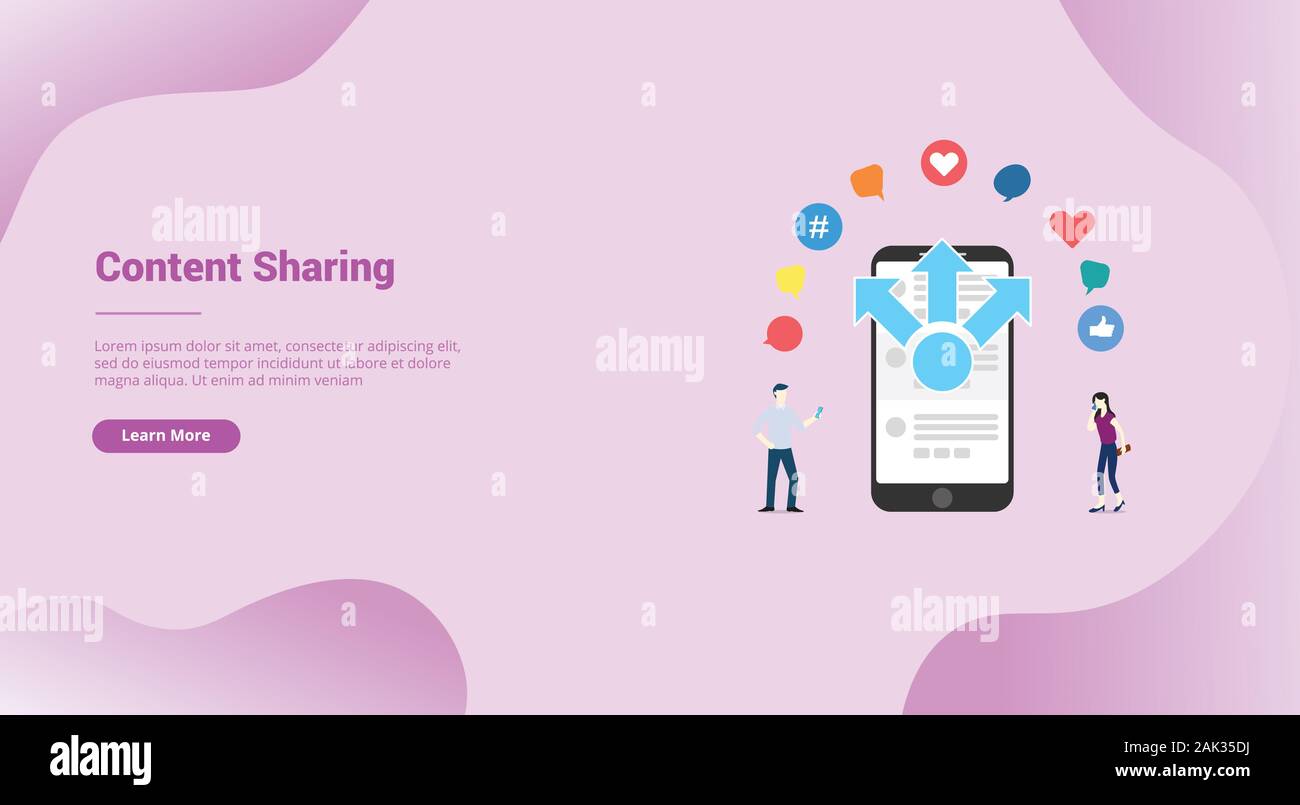 mobile sharing content media concept for website template or landing