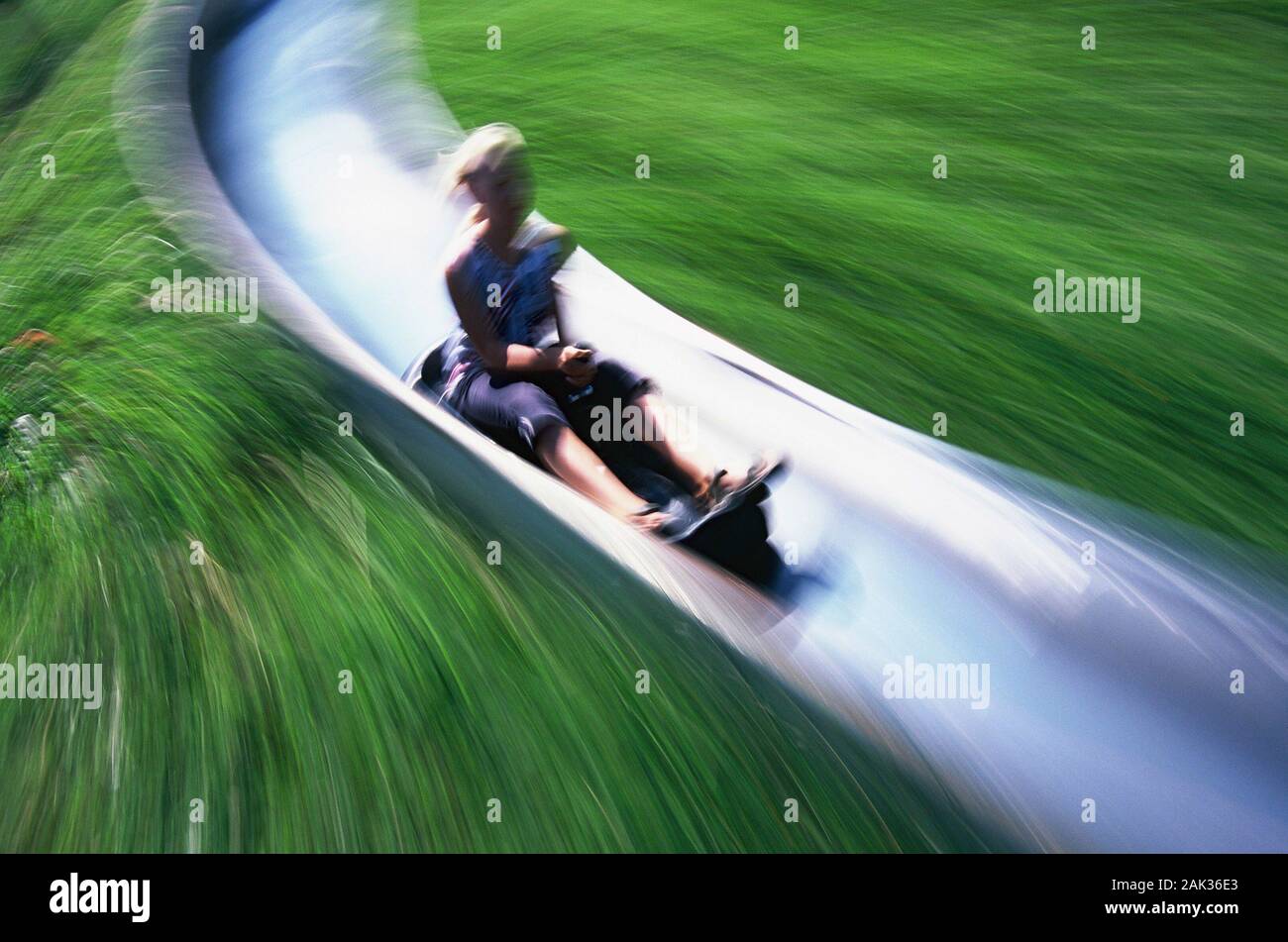 Racy speed on the summer toboggan run on the Wasserkuppe in the Rhoen