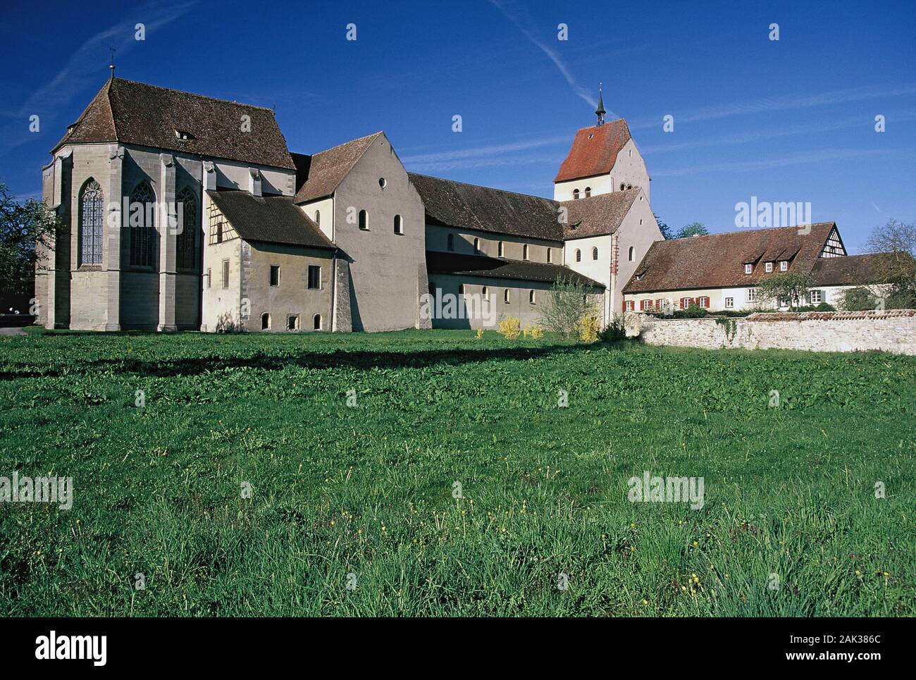 View of the former Benedictine Abbey of the Mittelzell Monastery on the
