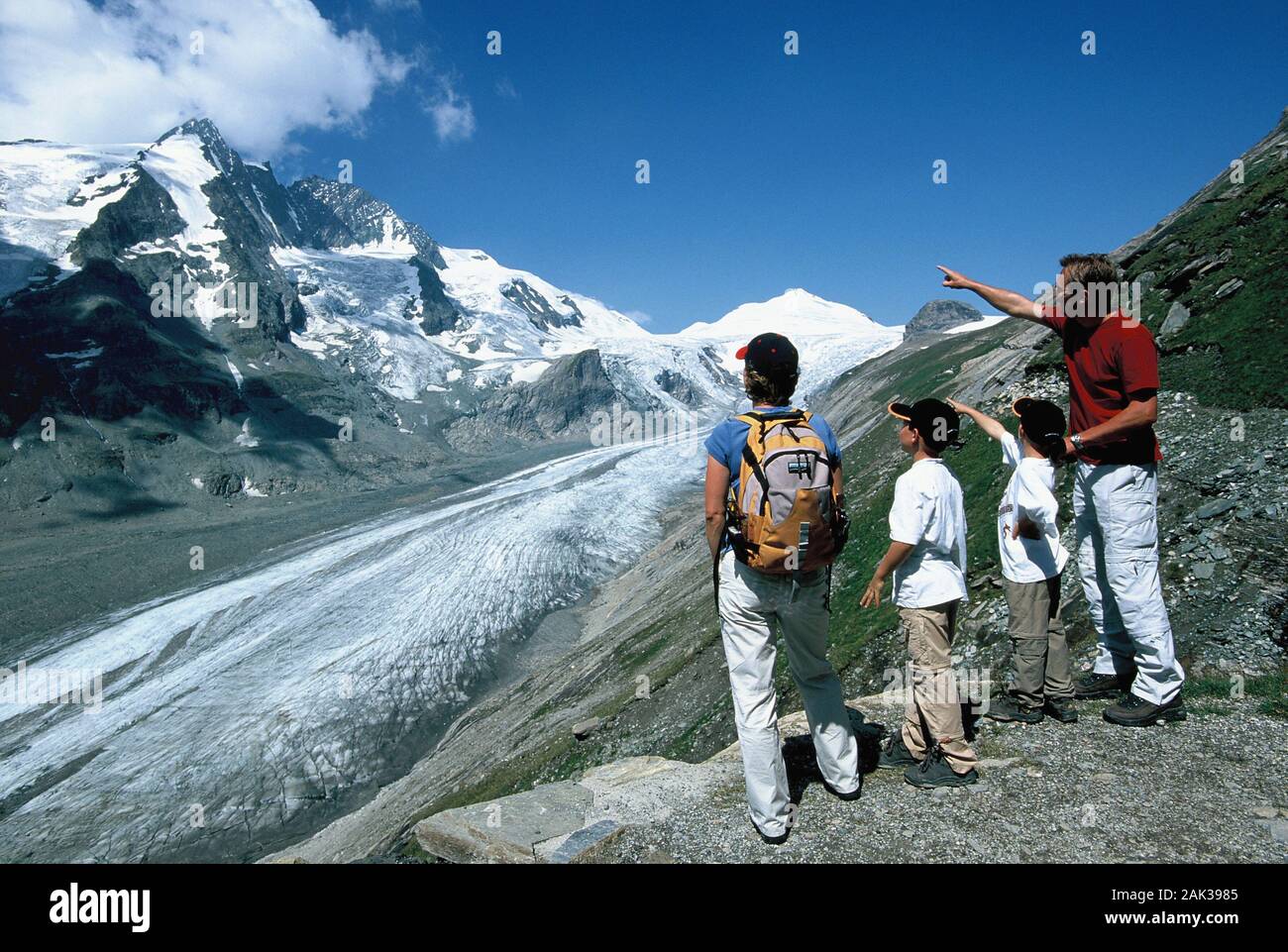 View of the Pasterzen-Glacier and the Großglockner (Height 3798m) from the Kaiser-Franz-Joseph-Height, Austria.(undated picture) | usage worldwide Stock Photo