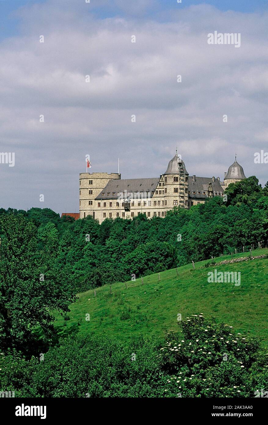 View of the Wewelsburg Castle in the Büren district of Wewelsburg in ...