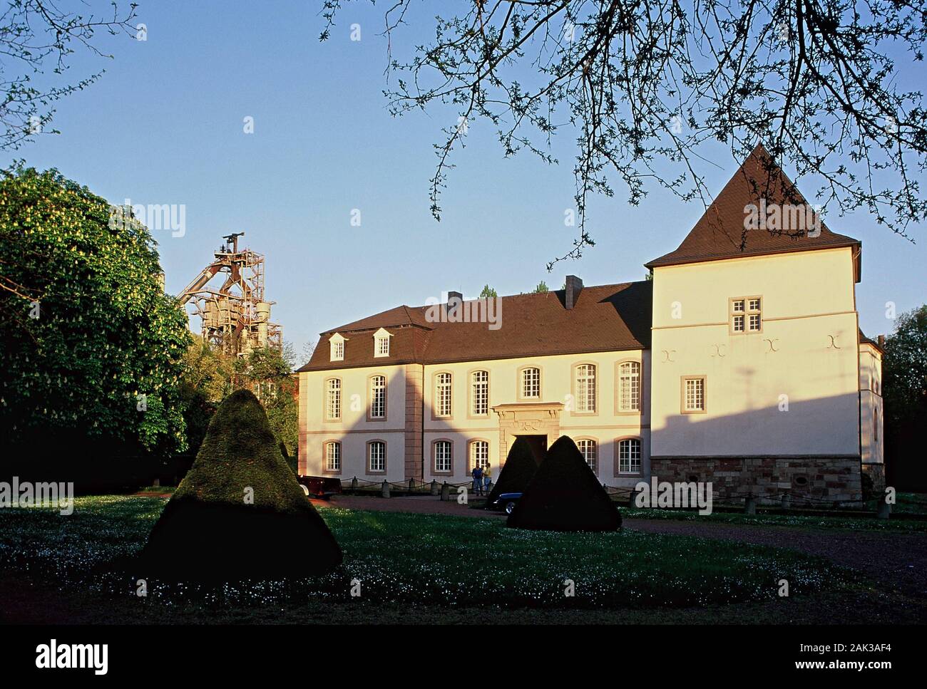 View of the Old Castle of Dillingen. It was rebuilt in the Baroque style by Balthasar Wilhelm Stengel between 1789 and 1791. Dillingen is an industria Stock Photo