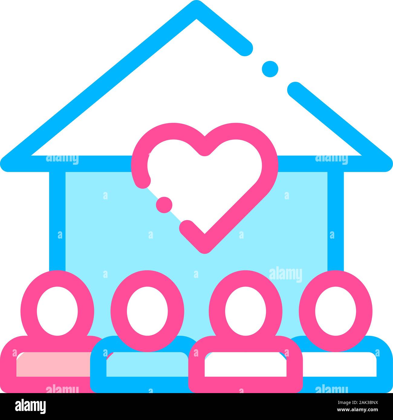 Volunteers Support House Vector Thin Line Icon Stock Vector