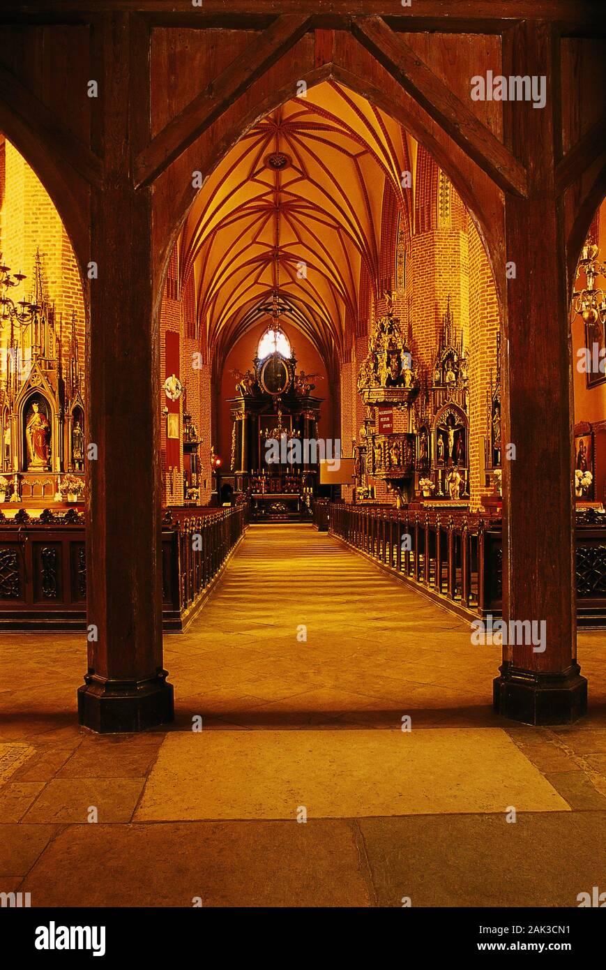 The collegiate church of Dobre Miasto, Poland, was consecrated in 1396. (undated picture) | usage worldwide Stock Photo