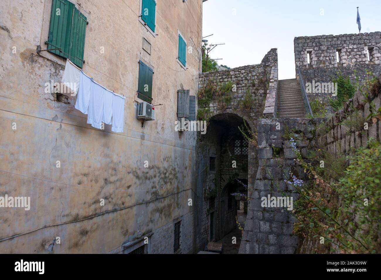 The Gurdic Gate (South Gate) from inside the Old Town, Kotor, Montenegro Stock Photo