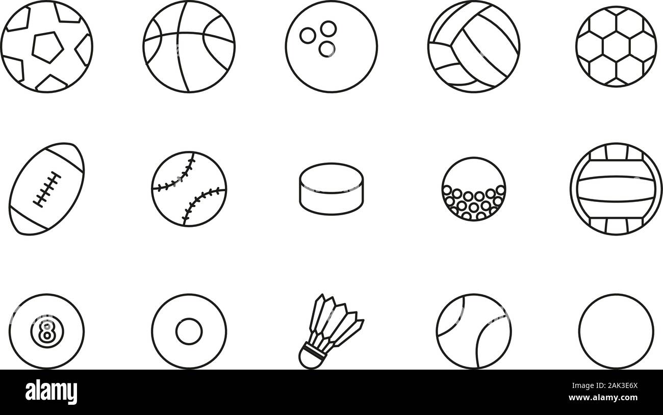 Ball Or Ball Sport Icons Thin Line Set Big Stock Vector Image & Art - Alamy