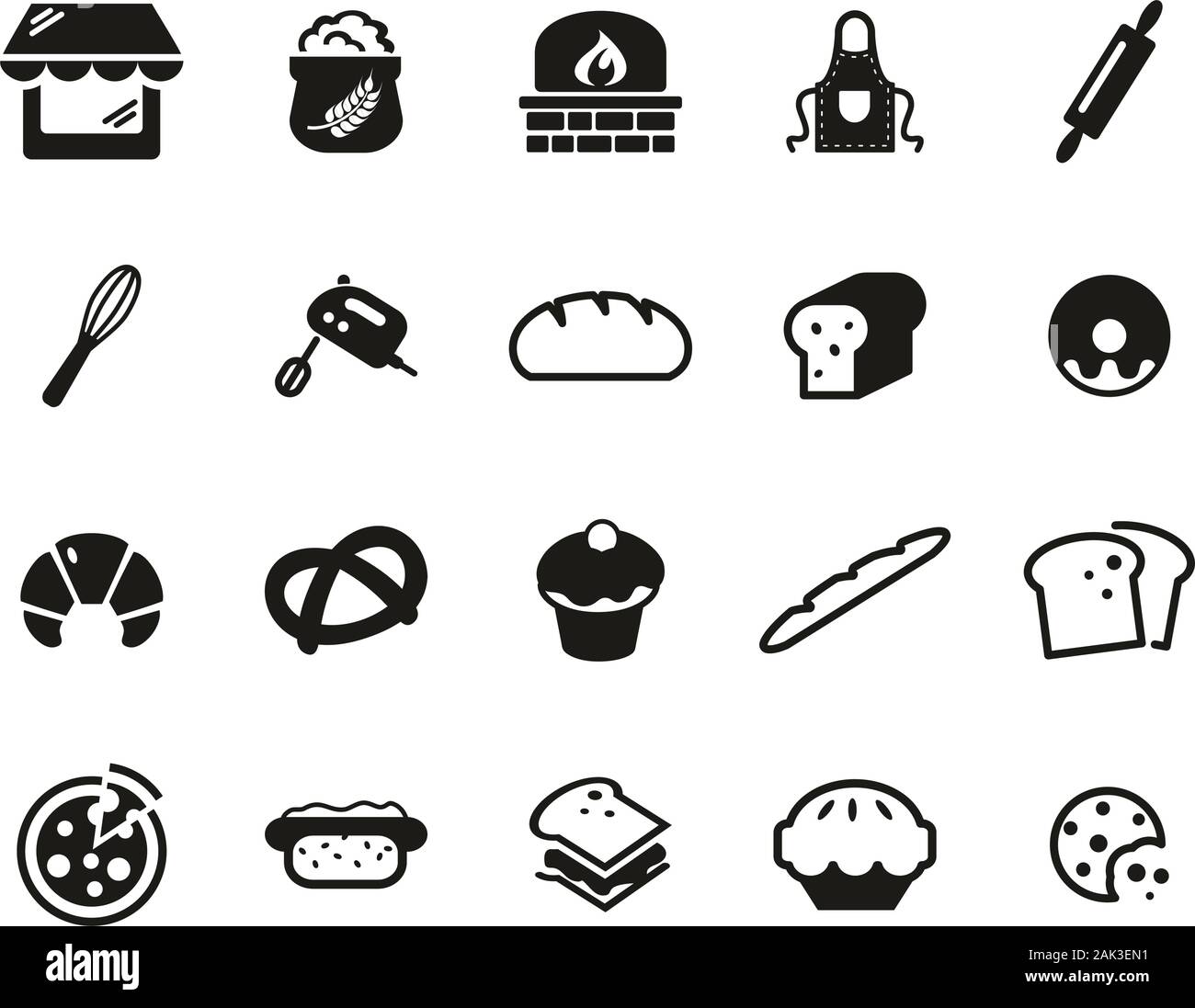 Bakery Or Bakehouse Icons Black & White Set Big Stock Vector Image ...