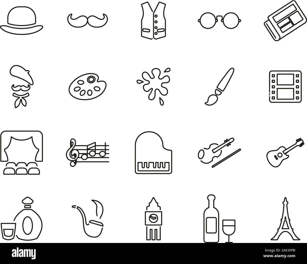 Bohemian Lifestyle Icons Thin Line Set Big Stock Vector Image & Art - Alamy