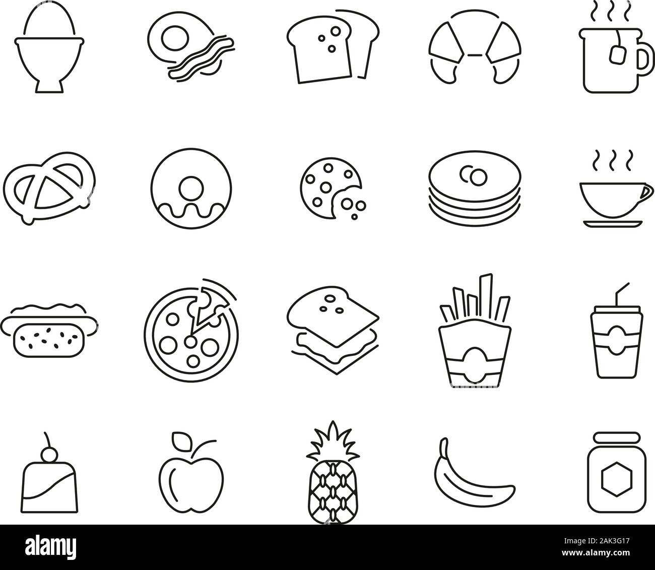 Breakfast Or Food Icons Thin Line Set Big Stock Vector Image & Art - Alamy