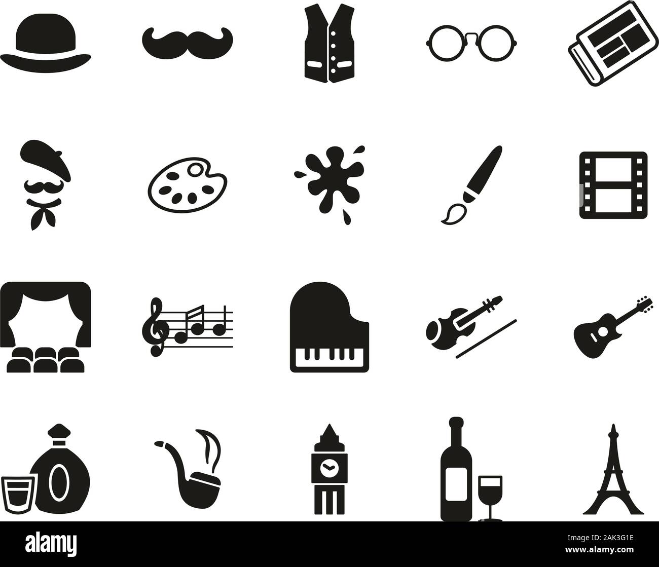 Bohemian Lifestyle Icons Black & White Set Big Stock Vector Image & Art ...