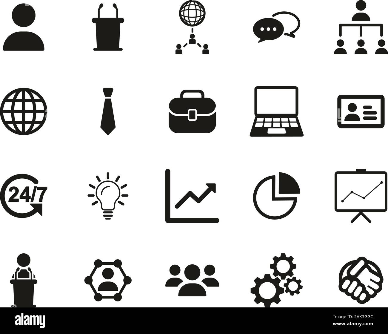 Business Meeting Icons Black & White Set Big Stock Vector Image & Art ...
