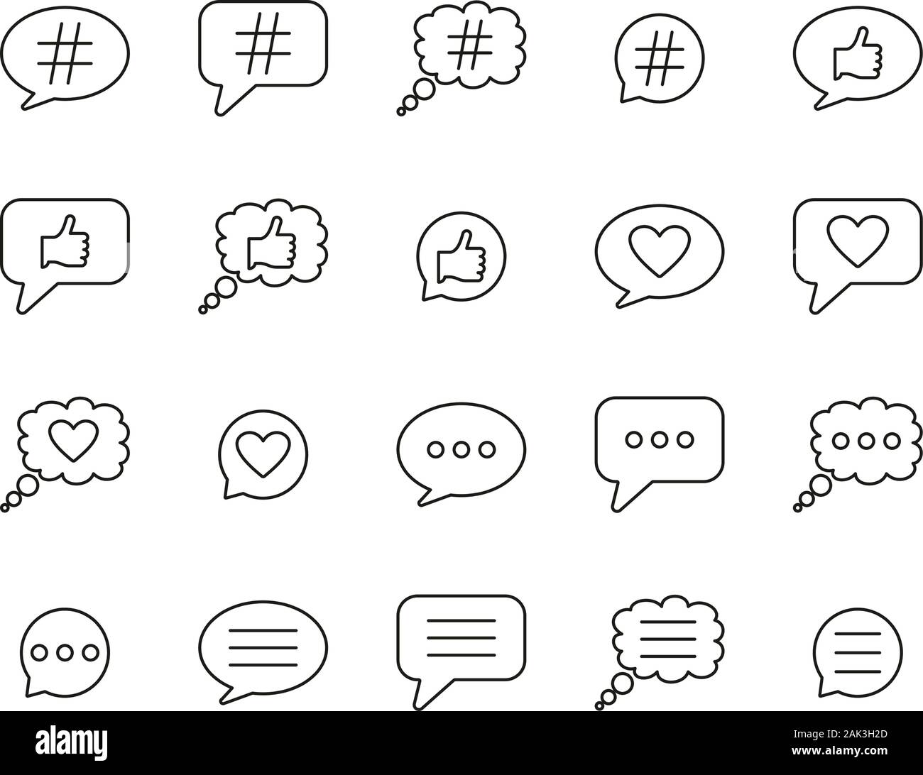 Chat Bubble Icons Thin Line Set Big Stock Vector