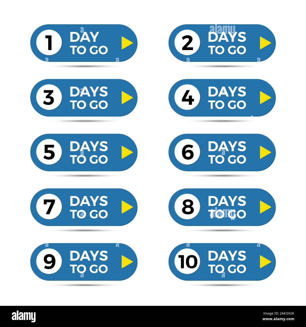 Countdown Badges. Days To Go Sale Labels With Day Left Numbers Stock