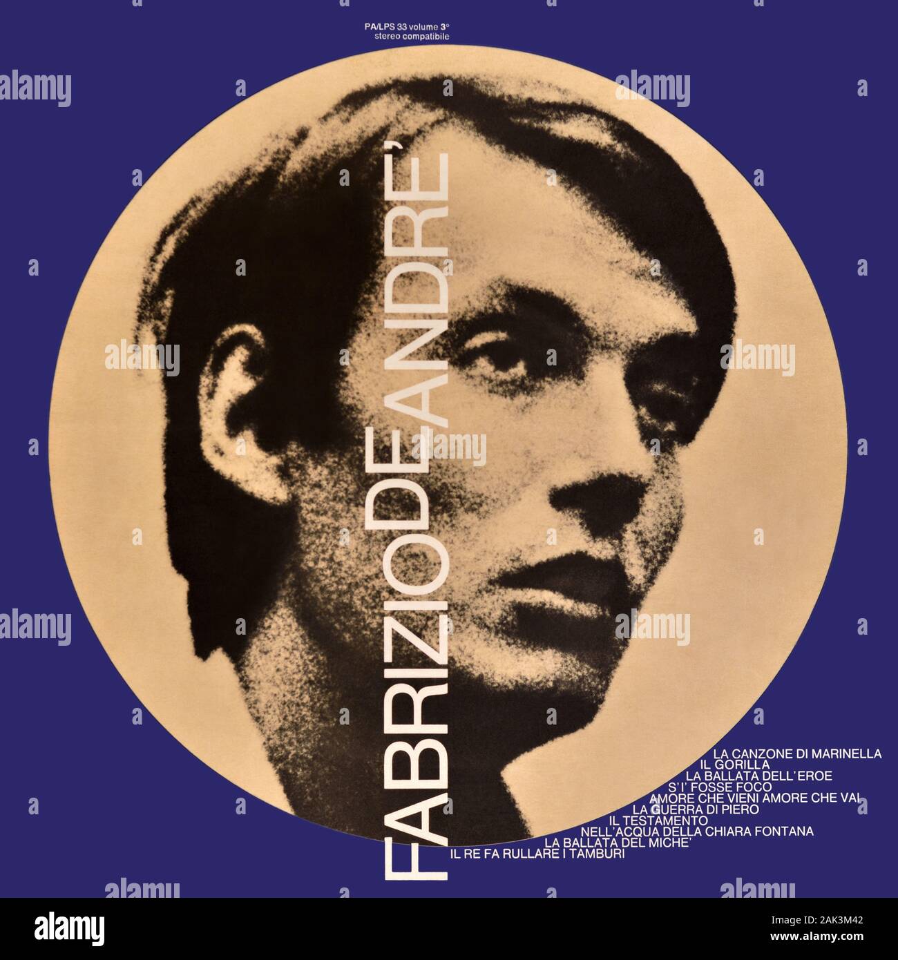 Fabrizio De Andrè - original vinyl album cover - Volume 3° - 1971 Stock Photo