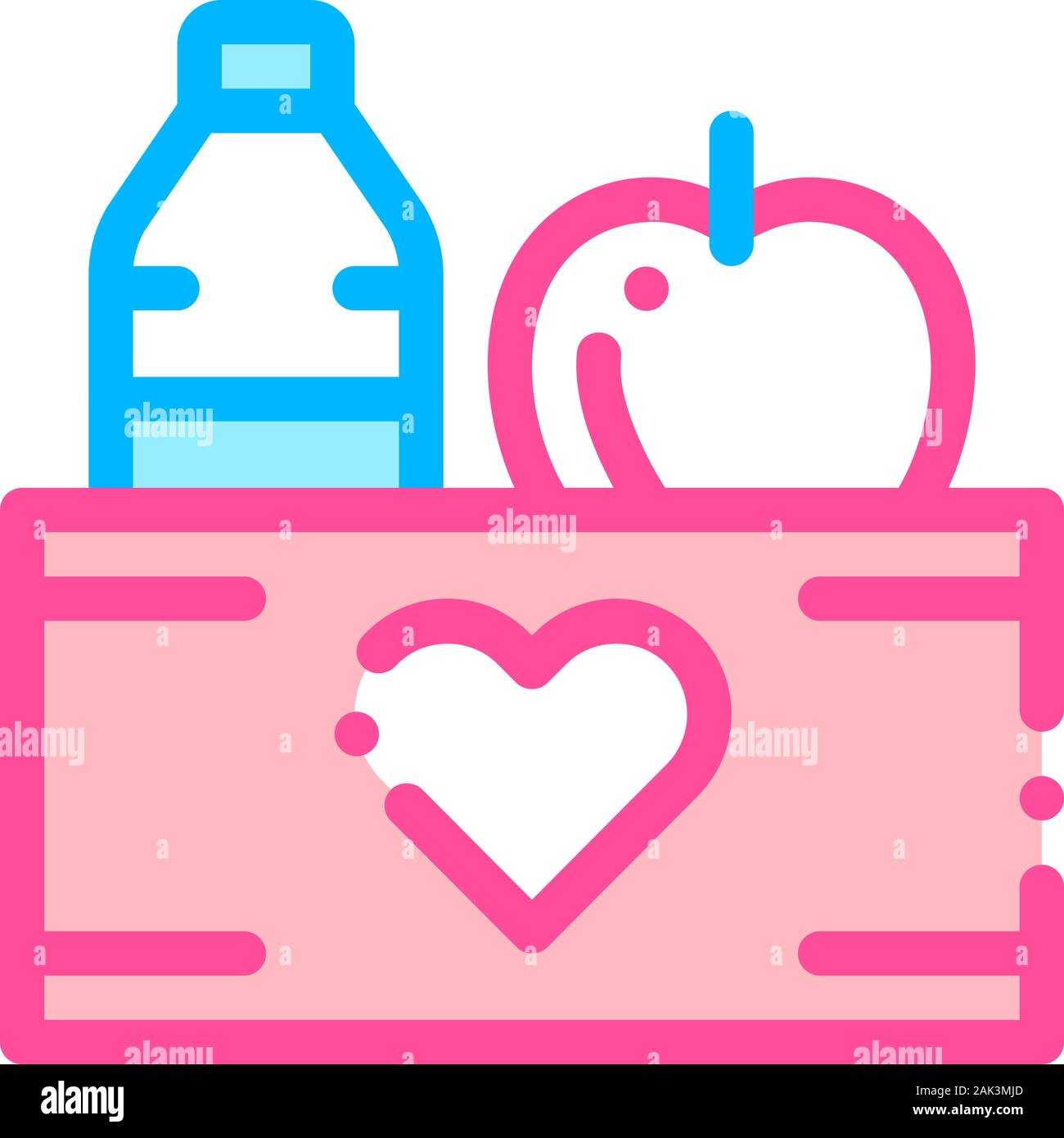 Volunteers Support Food Box Vector Thin Line Icon Stock Vector