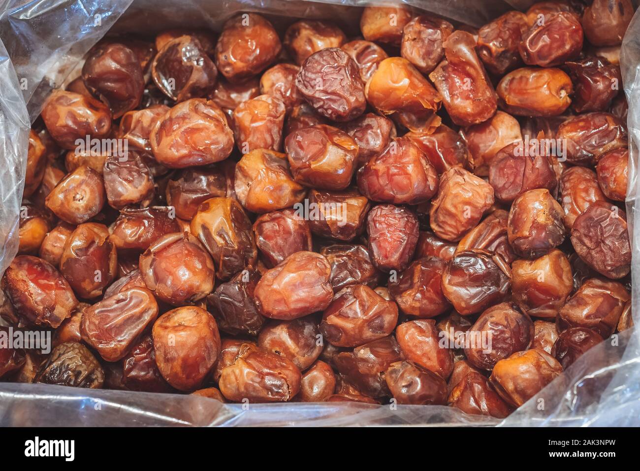 Delicious fresh and sweet Sukkari dates from Saudi Arabia Stock Photo