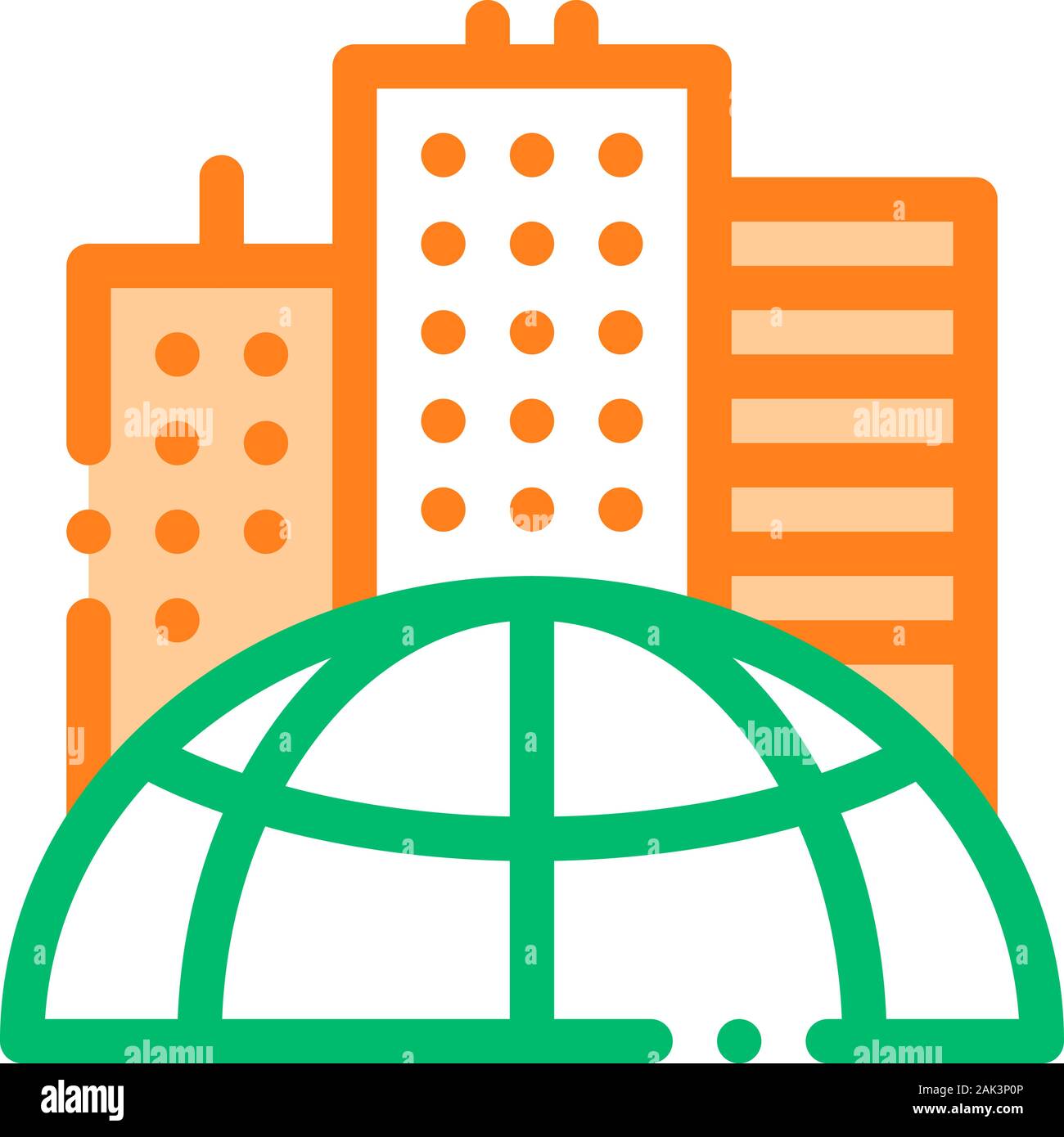 Skyscraper Earth Problem Vector Thin Line Icon Stock Vector