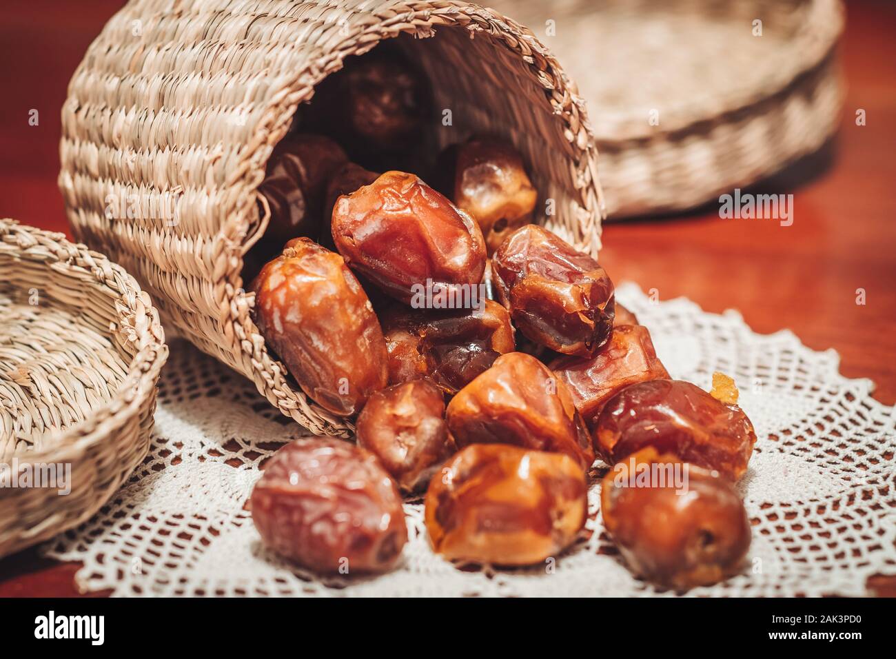 Delicious fresh and sweet Sukkari dates from Saudi Arabia Stock Photo