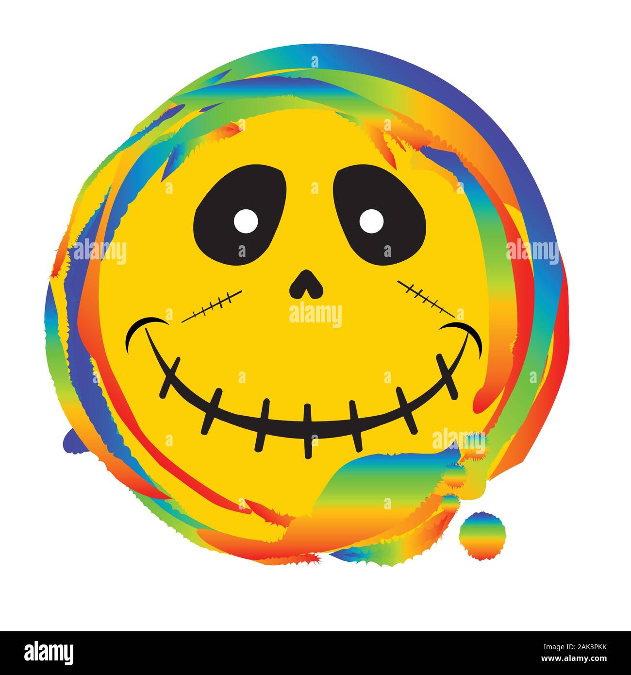 Emoji smiley zombie face web button set on a rainbow Stock Vector