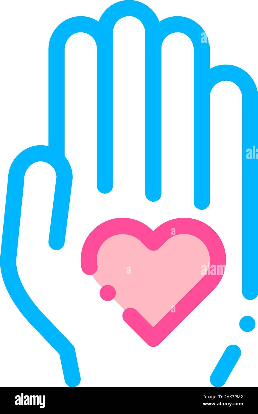 Volunteers Support Hand Love Vector Thin Line Icon Stock Vector