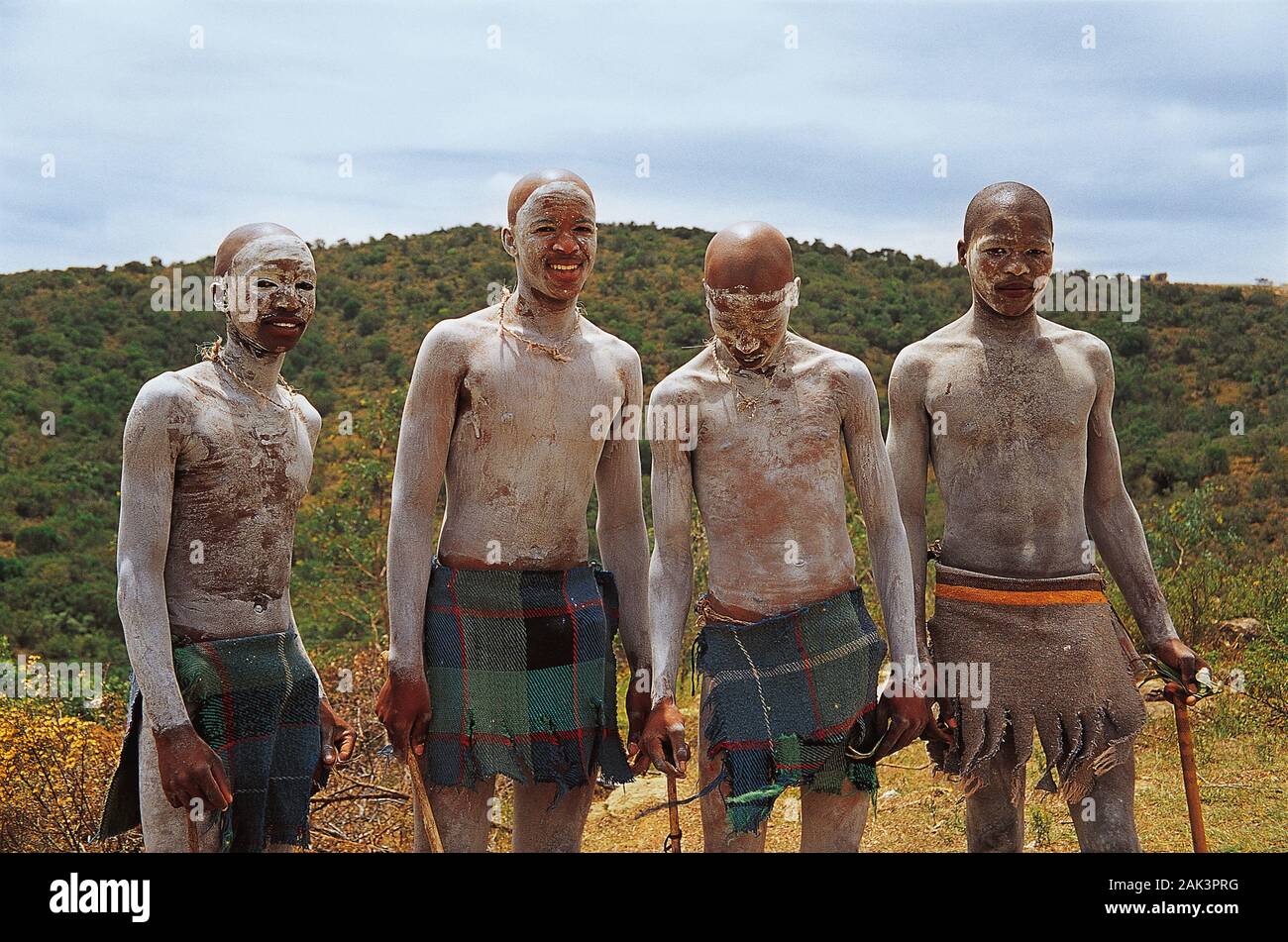 Youth Xhosa during an initiation rite of several days in the South African city of Chalumna at the Eastern Cape. (undated picture) | usage worldwide Stock Photo