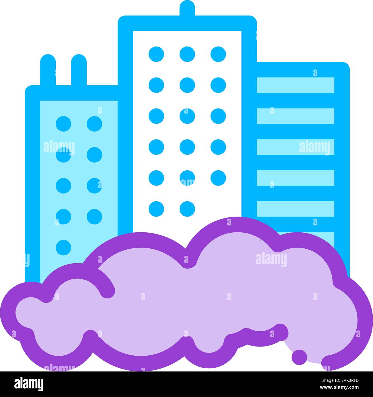 Building Skyscraper And Smog Vector Thin Line Icon Stock Vector