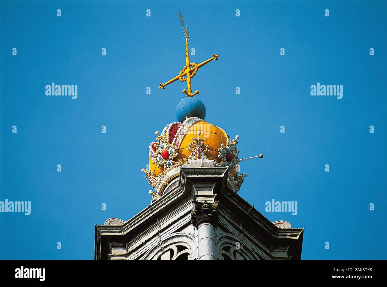 The pinnacle is decorated with the crown of Maximilian I. of Austria. Since  1498 Amsterdam was permitted to show the crown of the Roman Emperor of the  Stock Photo - Alamy