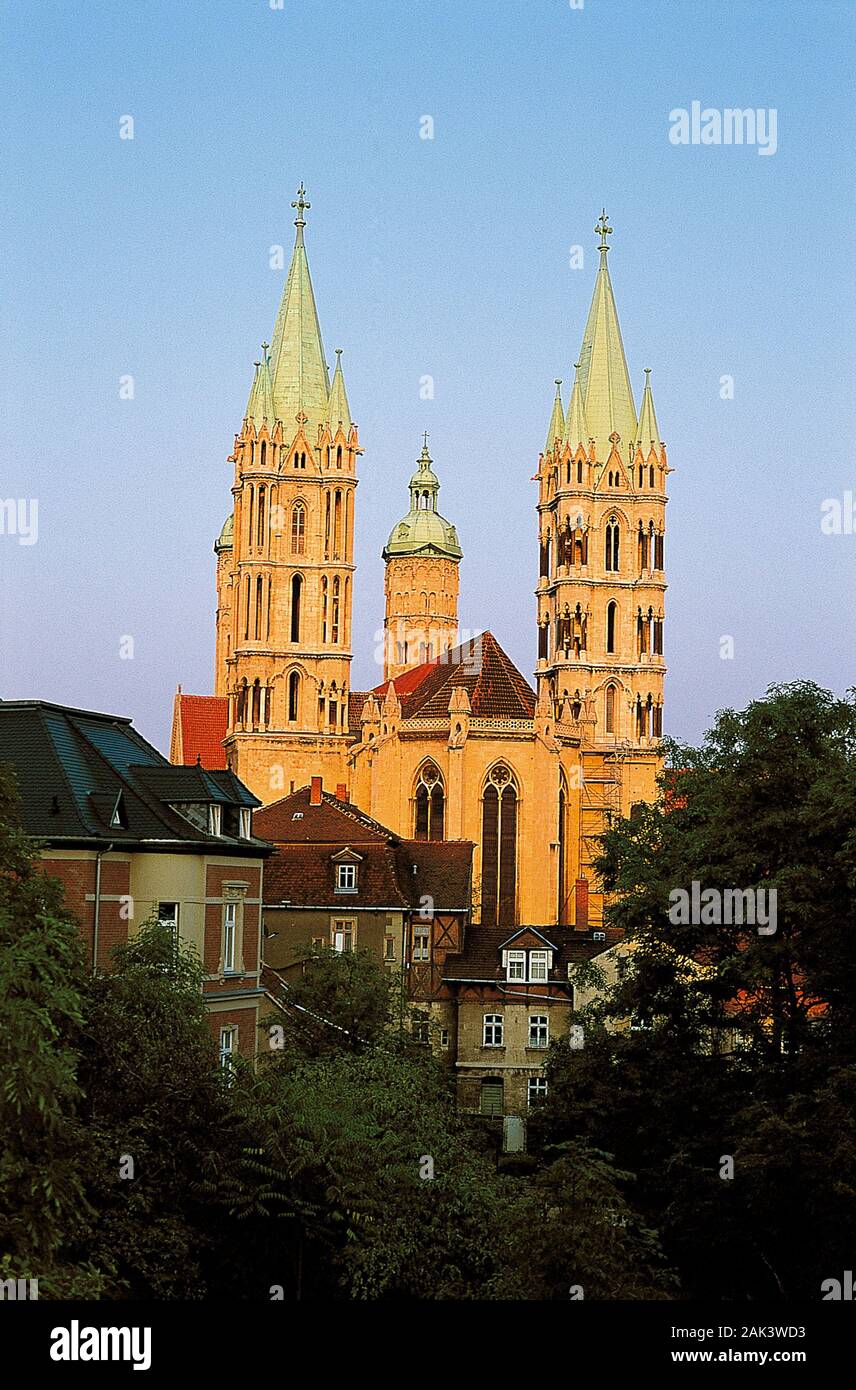 The late Romance-early gothic cathedral Saint Peter and Paul in Naumburg, Germany,  became world-famously by the twelve figures of the 'unknown master Stock Photo