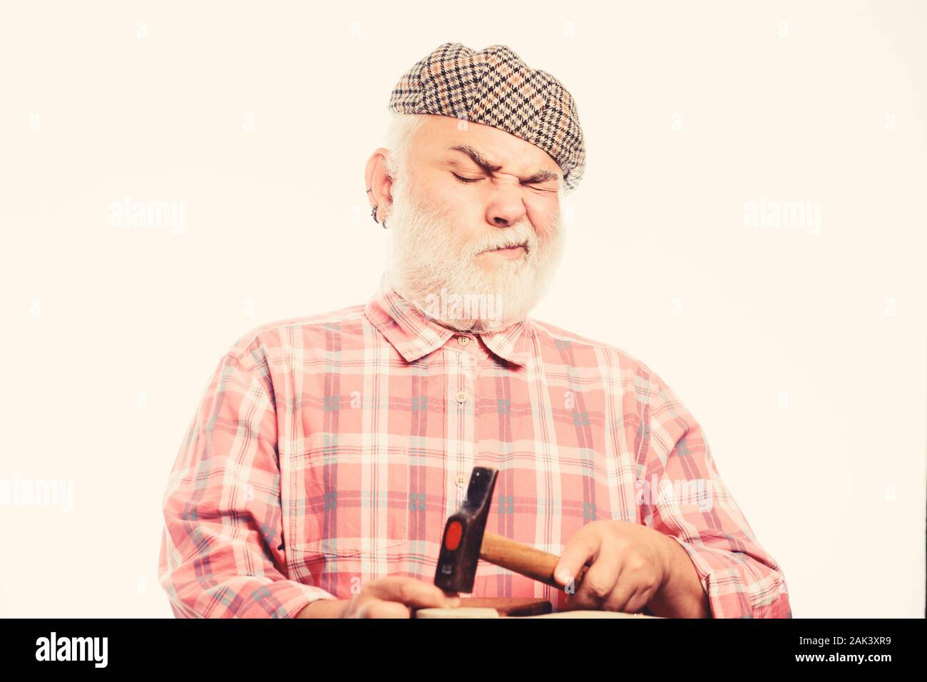 Considering the next step. Cobbler workmanship. shoemaker at work