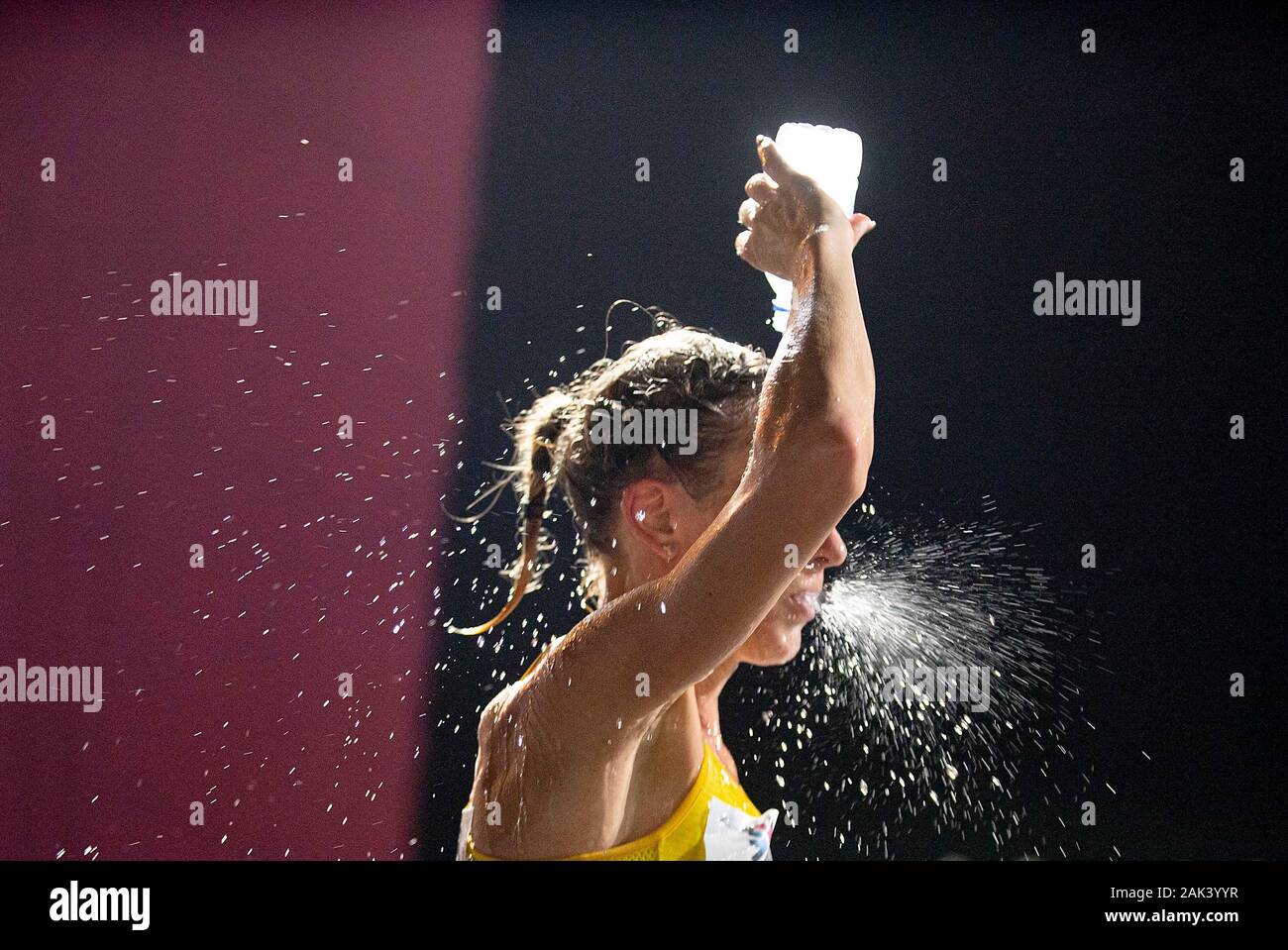 Refreshment for Cecilia NORRBOM (SWE / DNF), overwhelmed with water final marathon of women, on September 27, 2019 World Athletics Championships 2019 in Doha / Qatar, from September 27. - 10.10.2019. Â | usage worldwide Stock Photo