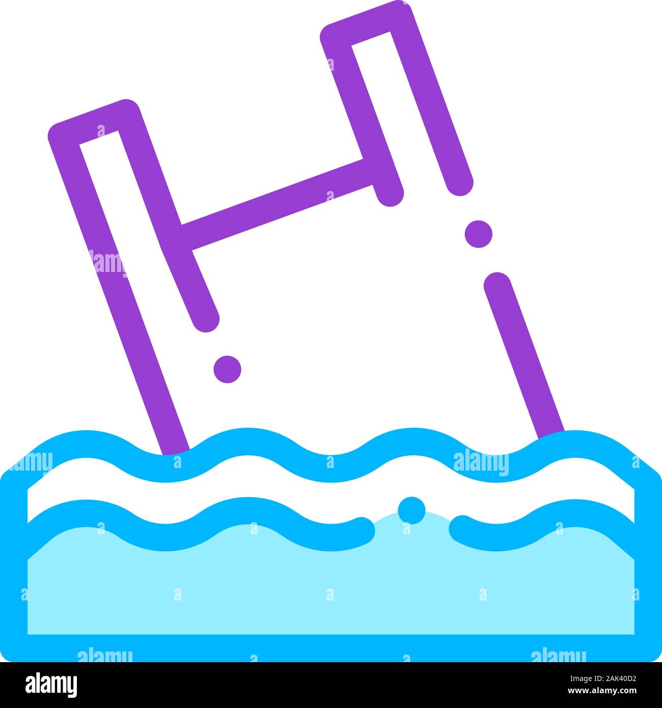 Bag Junk Flotsam In Ocean Vector Thin Line Icon Stock Vector
