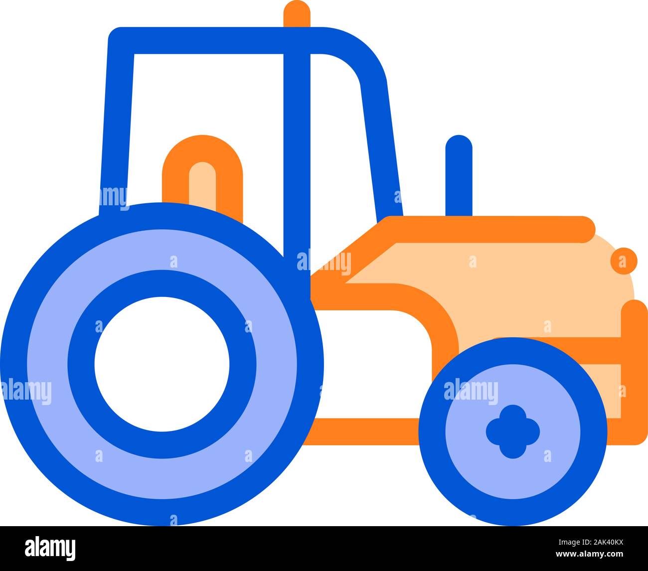 Farmland Tractor Vehicle Vector Thin Line Icon Stock Vector Image & Art ...