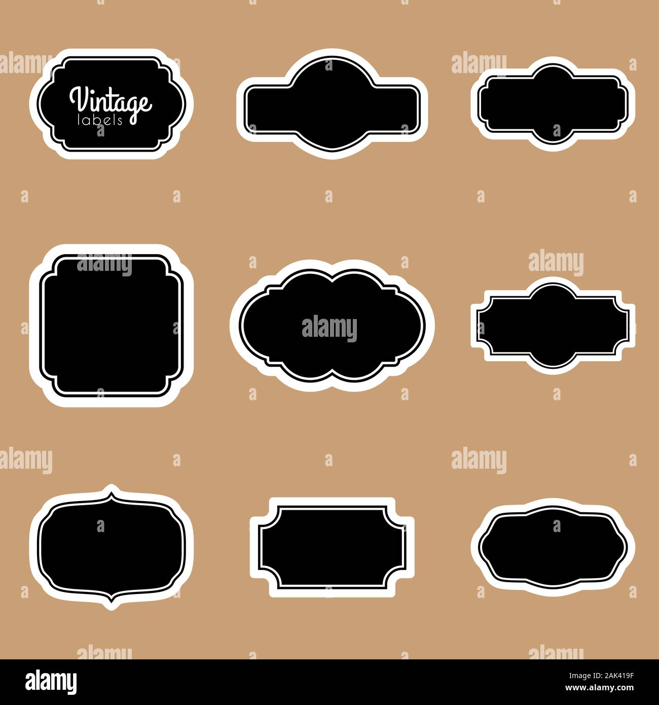 Vintage black labels set. Paper design elements collection Stock Vector